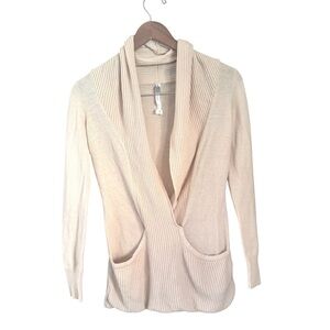 Yaya Aflalo Cashmere Blend Faux Wrap Long Sleeve Sweater Cream Size P (XS/S)
